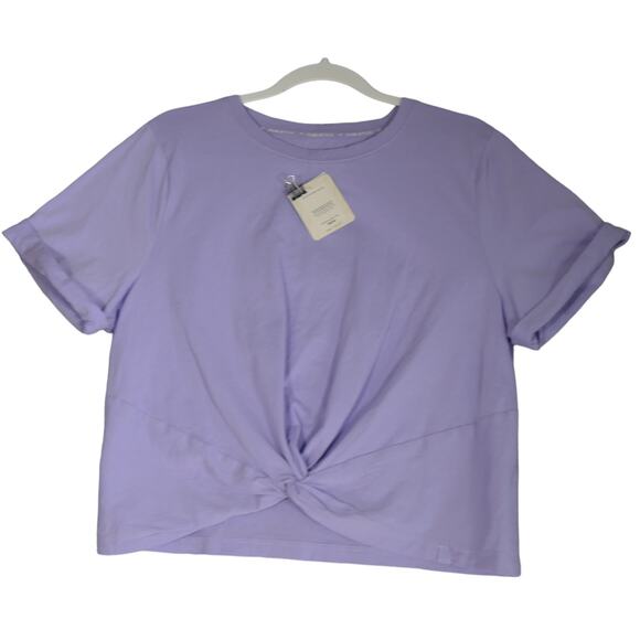 NEW Fabletics Front Twist Tee Womens XL or 12 14 Purple Knotted Athletic Hike - Picture 1 of 14